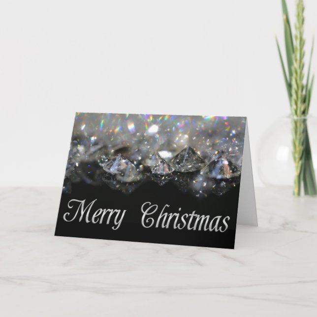Eleganten Black Silver Shiny Diamonds Helgkort (Framsida)