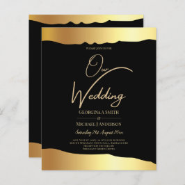Eleganten Black Tie Bröllop Gold Foil Script Event