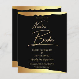 Eleganten Black Tie Bröllop Gold Foil Script Event
