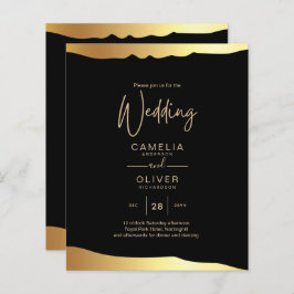 Eleganten Black Tie Bröllop Gold Foil Script Event