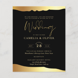 Eleganten Black Tie Bröllop Gold Foil Script Event