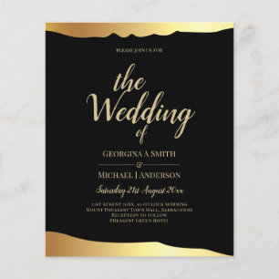 Eleganten Black Tie Bröllop Gold Foil Script Event Flygblad