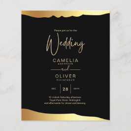 Eleganten Black Tie Bröllop Gold Foil Script Event Flygblad