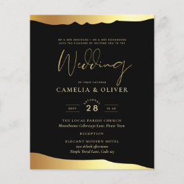 Eleganten Black Tie Bröllop Gold Foil Script Event Flygblad