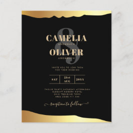 Eleganten Black Tie Bröllop Gold Foil Script Event Flygblad