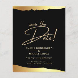 Eleganten Black Tie Bröllop Gold Foil Script Event Flygblad