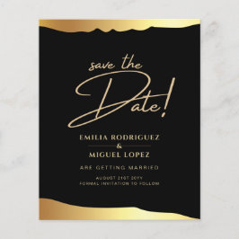 Eleganten Black Tie Bröllop Gold Foil Script Event Flygblad