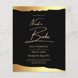 Eleganten Black Tie Bröllop Gold Foil Script Event Flygblad