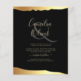 Eleganten Black Tie Bröllop Gold Foil Script Event Flygblad