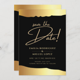 Eleganten Black Tie Bröllop Gold Foil Script Event Inbjudningar