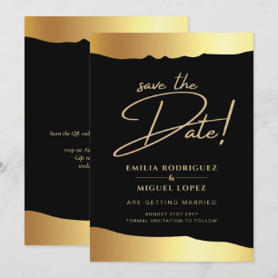 Eleganten Black Tie Bröllop Gold Foil Script Event Inbjudningar