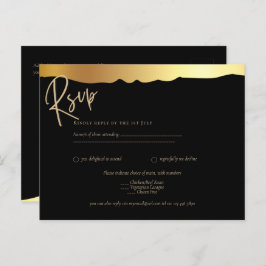 Eleganten Black Tie Bröllop Gold Foil Script Event Vykort