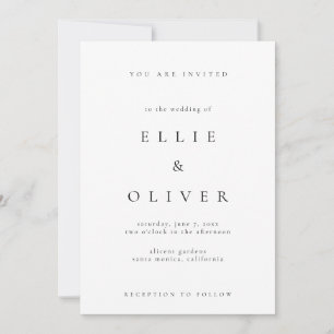 Eleganten Black & White Boho minimalist Bröllop Inbjudningar