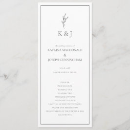 Eleganten Black & White Bröllop Ceremony Minimalis Program