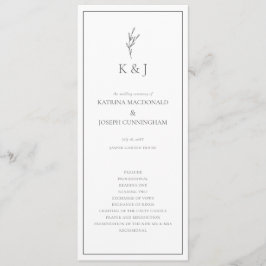 Eleganten Black & White Bröllop Ceremony Minimalis Program