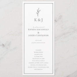 Eleganten Black & White Bröllop Ceremony Minimalis Program