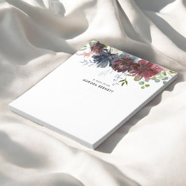 Eleganten Blått blommigt i Burgundy Anteckningsblock