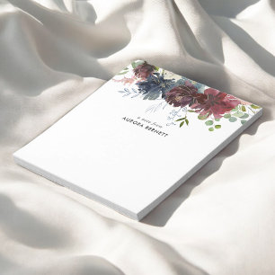 Eleganten Blått blommigt i Burgundy Anteckningsblock