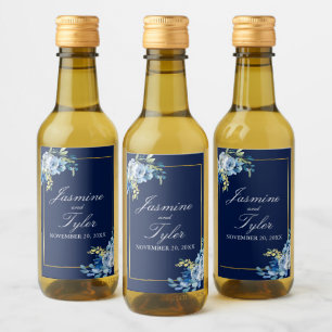 Eleganten Blommigt vid marinblått Guld i kväll Brö Vinetikett