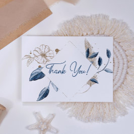 Eleganten Blue Guld Modern Blommigt Tack Kort