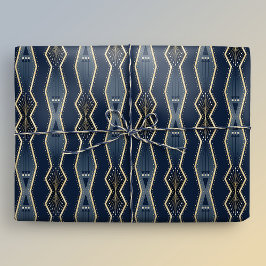 Eleganten Blue och Guld Art Deco Rand Presentpapper