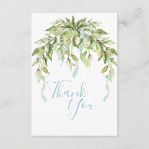 Eleganten Blue Rosett band Greenery Tack för ditt Kort