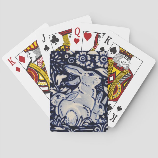Eleganten Blue & White Rabbit Baby Bunny Family Na Casinokort (Baksidan)
