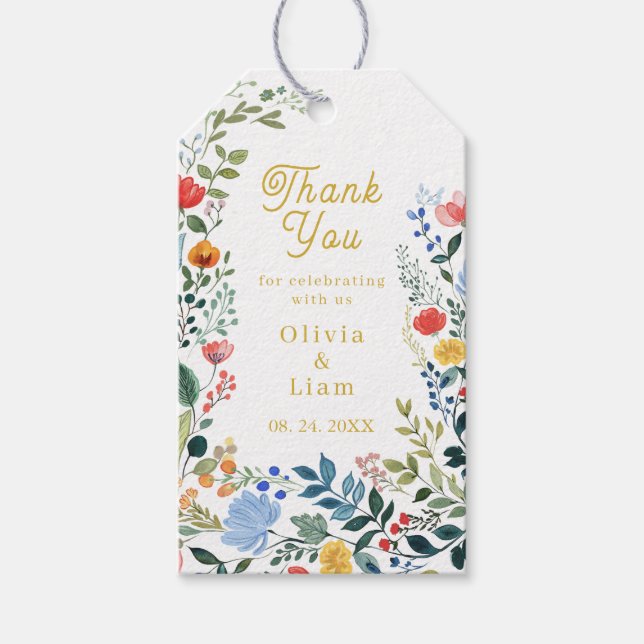 Eleganten Boho Garden Wedding Presentetikett (Framsidan)