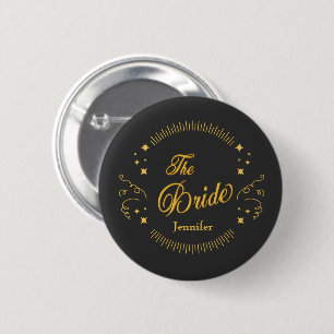 Eleganten Bride Guld Black Bröllop anpassar sig Knapp