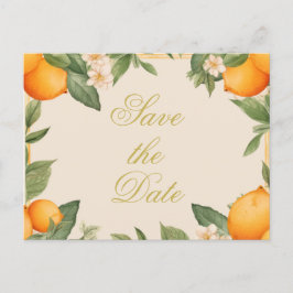 Eleganten bröllop Citrus Sommar Orange Spara datum Meddelande Vykort