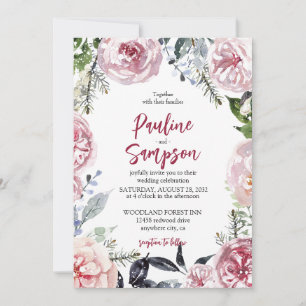 Eleganten Bröllop i Blommigt för Unik design och C Inbjudningar