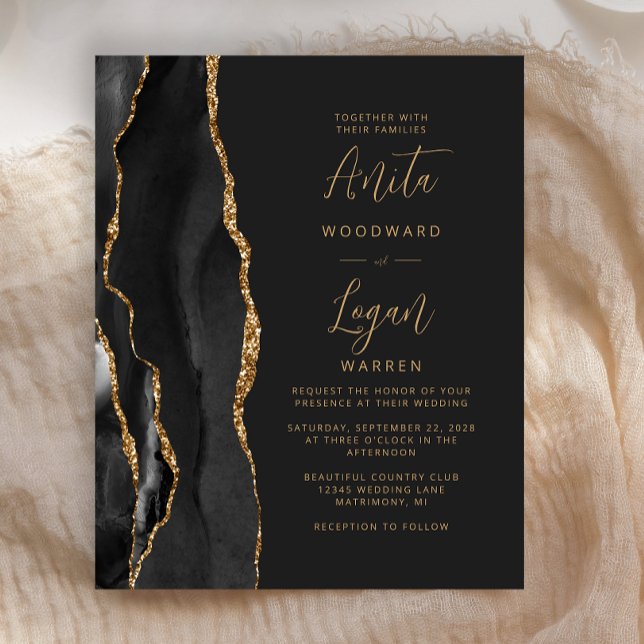 Eleganten  Bröllop i  Budget Black Guld Agate (Skapare uppladdad)