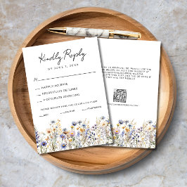 Eleganten Bröllop i Dusty Blue Wildblommor OSA Kort