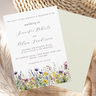 Eleganten Bröllop i Wildblomsverktyg Inbjudningar