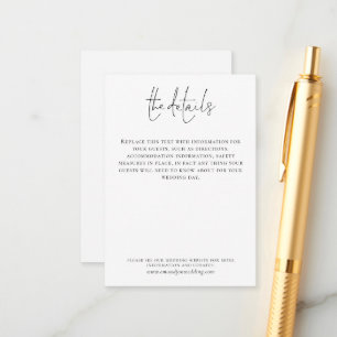 Eleganten Bröllop Information Script Simple Black Tilläggskort