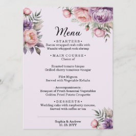 Eleganten Bröllop Menu, vacker vattenfärg Meny