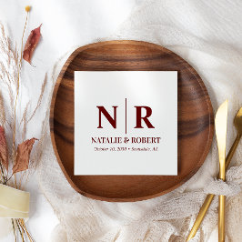 Eleganten Bröllop Monogram Bride and Groom Initial Pappersservett