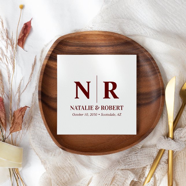 Eleganten Bröllop Monogram Bride and Groom Initial Pappersservett (Skapare uppladdad)