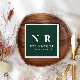 Eleganten Bröllop Monogram Bride and Groom Initial Pappersservett