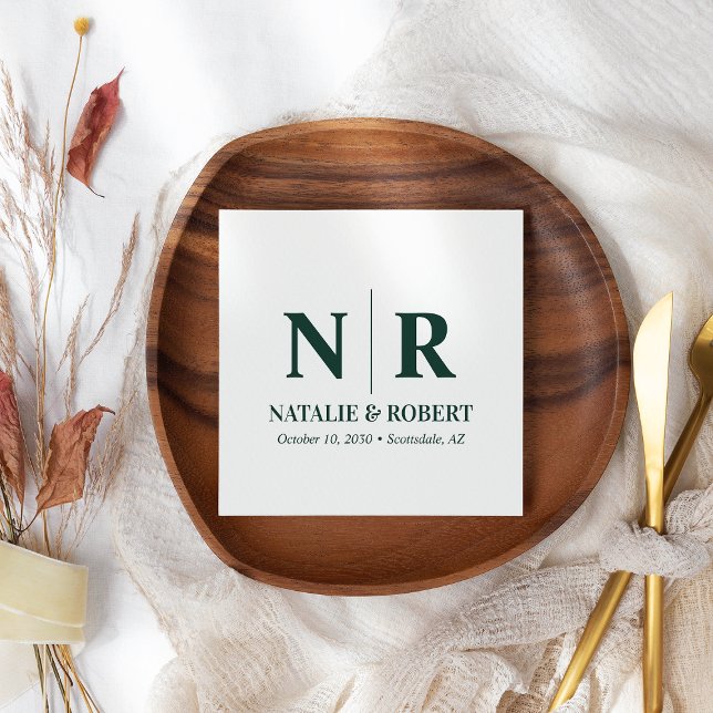 Eleganten Bröllop Monogram Bride and Groom Initial Pappersservett (Skapare uppladdad)