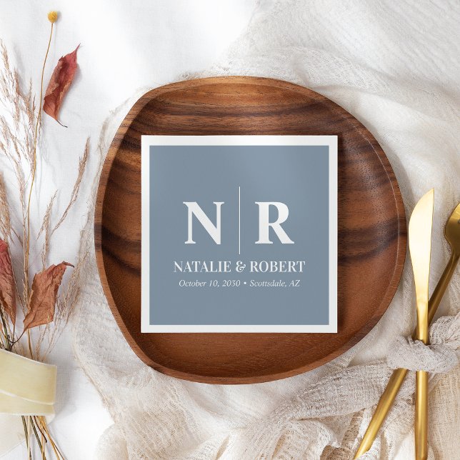 Eleganten Bröllop Monogram Bride and Groom Initial Pappersservett (Skapare uppladdad)