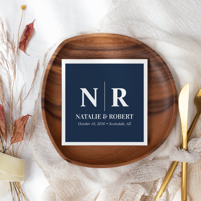 Eleganten Bröllop Monogram Bride and Groom Initial Pappersservett (Skapare uppladdad)