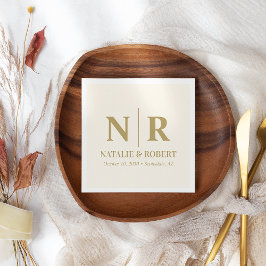 Eleganten Bröllop Monogram Bride and Groom Initial Pappersservett