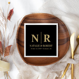 Eleganten Bröllop Monogram Bride and Groom Initial Pappersservett