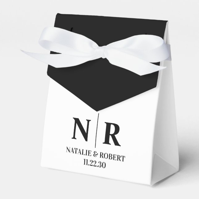 Eleganten Bröllop Monogram Bride and Groom Initial Presentaskar (Framsidan Sidan)