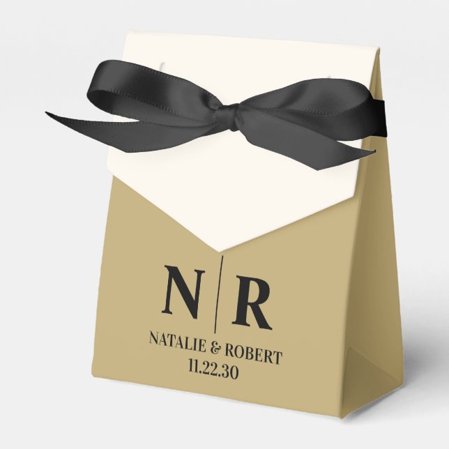 Eleganten Bröllop Monogram Bride and Groom Initial Presentaskar (Framsidan Sidan)