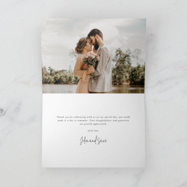Eleganten Bröllop Photo+Message i marinen mörk  Tack Kort (Inuti)