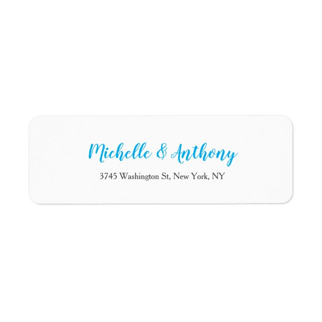 Eleganten Bröllop, skript Kreativ Himlar Blue Whit Returadress Etikett (Framsidan)