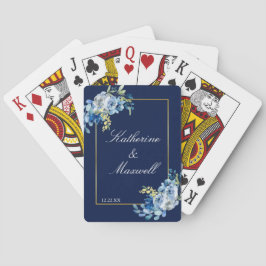 Eleganten Bröllop vid marinblå Guld-Blommigten Casinokort