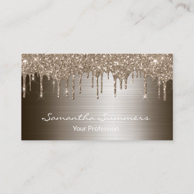 Eleganten Bronze Drifts Metall Anpassa Glitter Visitkort (Framsida)